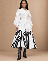 Etu White Swirl Applique Cotton Skirt - Skirt - Mizyana