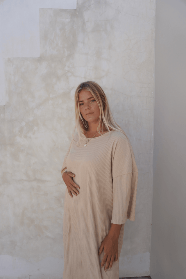 Eva ribbed dress - Cream - Dress - Mizyana
