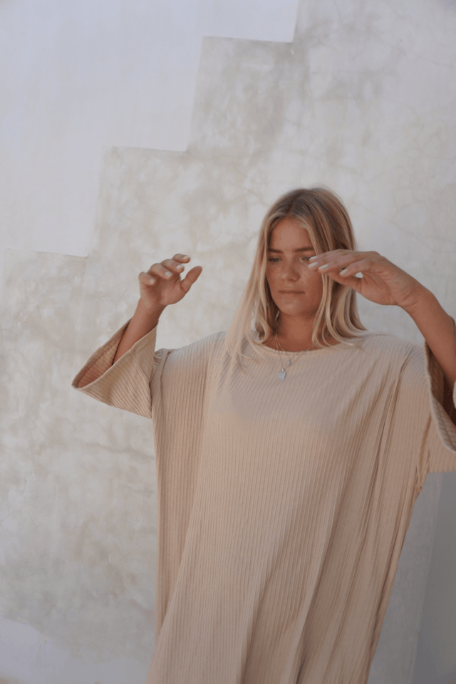 Eva ribbed dress - Cream - Dress - Mizyana