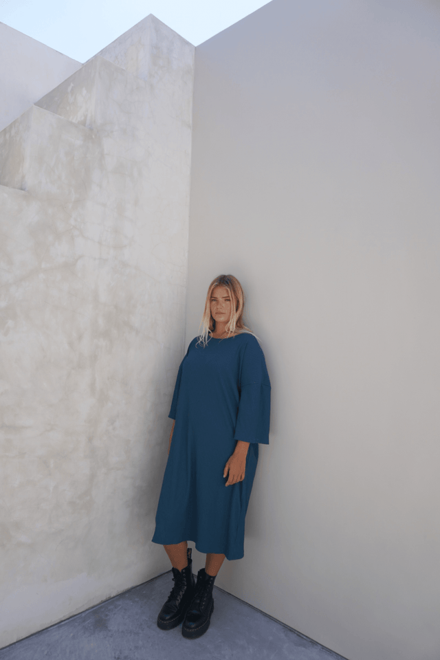 Eva ribbed dress - Teal - Dress - Mizyana
