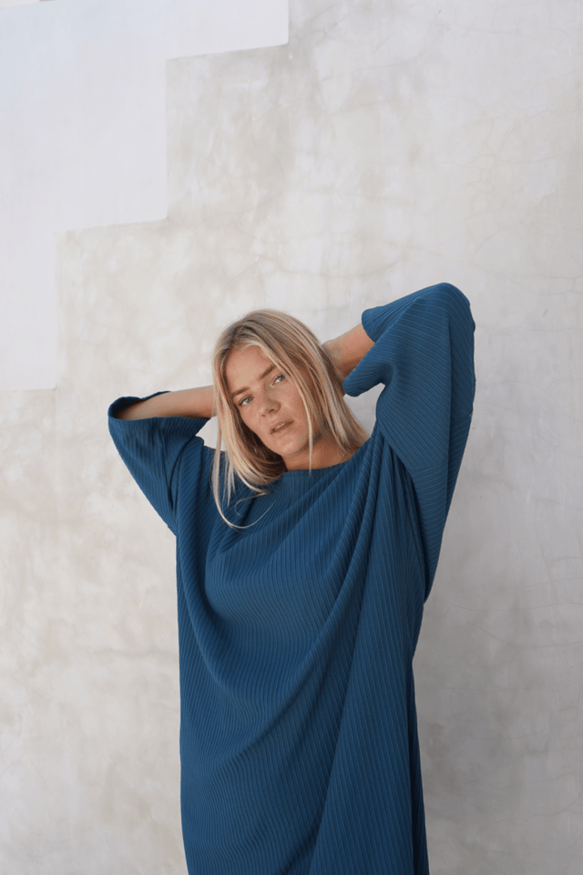 Eva ribbed dress - Teal - Dress - Mizyana