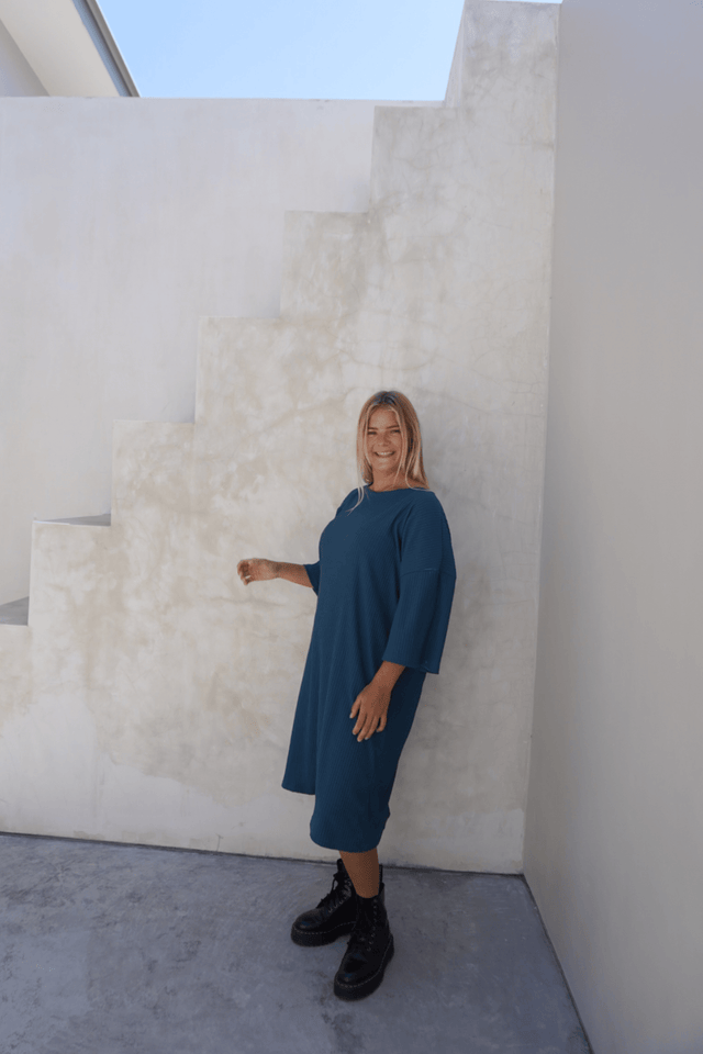 Eva ribbed dress - Teal - Dress - Mizyana