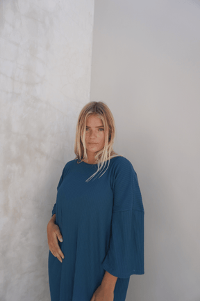 Eva ribbed dress - Teal - Dress - Mizyana