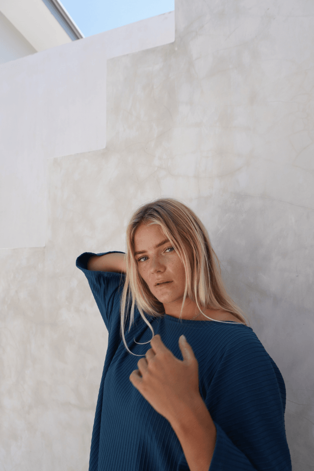 Eva ribbed dress - Teal - Dress - Mizyana