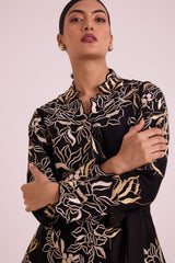 Farah - Tendril Wrap Blazer & Cutwork Pants - Two-Piece Set - Mizyana