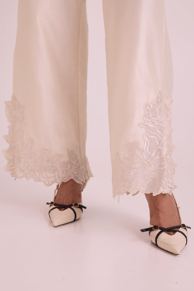Farah - Tendril Wrap Blazer & Cutwork Pants - Two-Piece Set - Mizyana