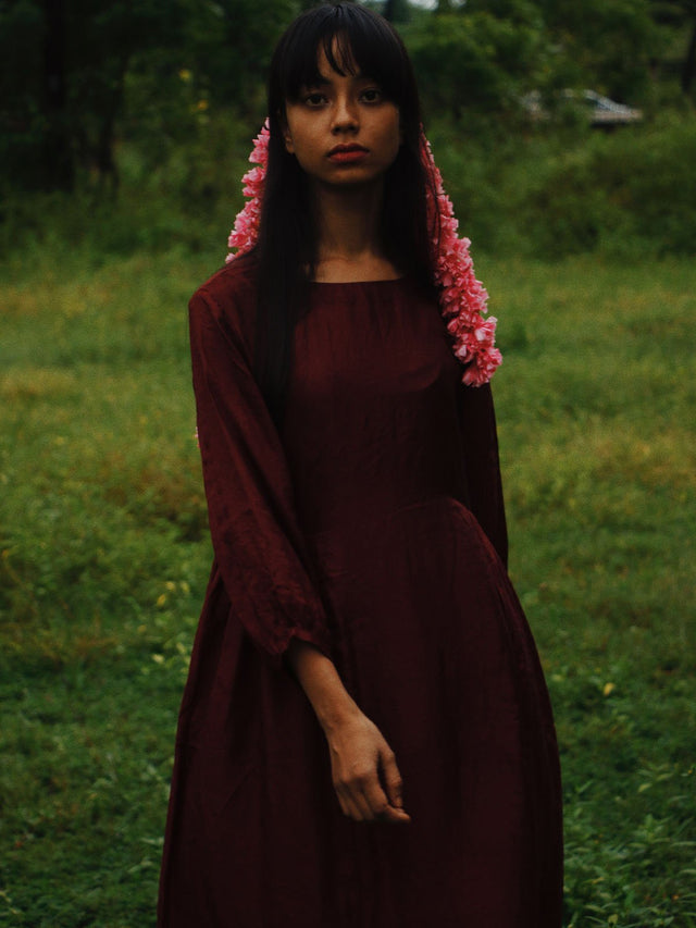 Flared Dress with Side Gathers - Dress - Mizyana