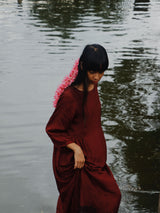 Flared Dress with Side Gathers - Dress - Mizyana