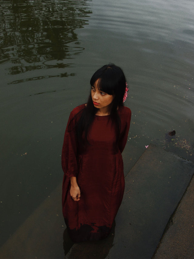 Flared Dress with Side Gathers - Dress - Mizyana