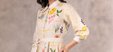 Floral Print Tiered Dress With Hand Made Details In Linen - Dress - Mizyana