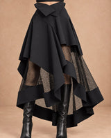 Folima Black Mesh Panel Hi-Low Skirt - Skirt - Mizyana