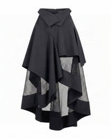 Folima Black Mesh Panel Hi-Low Skirt - Skirt - Mizyana