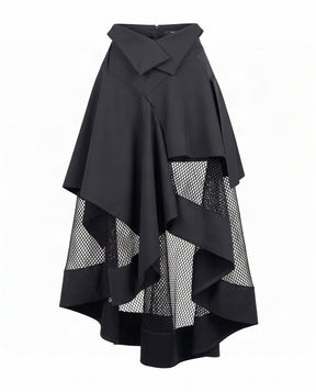 Folima Black Mesh Panel Hi-Low Skirt - Skirt - Mizyana