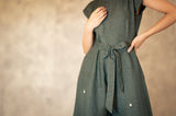 Forest Green Hand Embroidered Jumpsuit - Jumpsuit - Mizyana