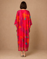 Fuchsia Printed Drape Kaftan - Kaftan - Mizyana