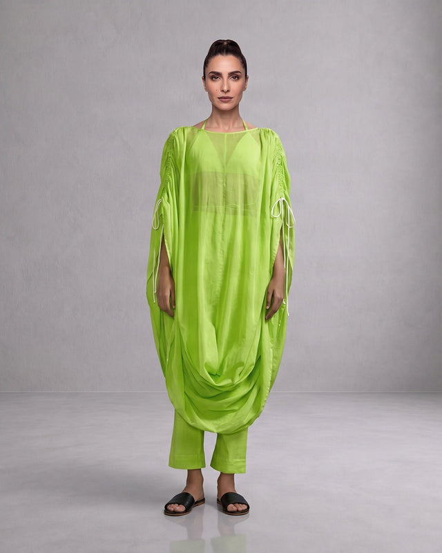 Gathered Cowl Cotton Tunic 3-Piece Set - Three-Piece Set - Mizyana
