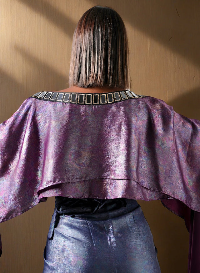 Gleam drape skirt set - Two-Piece Set - Mizyana