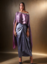 Gleam drape skirt set - Two-Piece Set - Mizyana