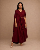 Gold Embellished Drape Kaftan - Kaftan - Mizyana