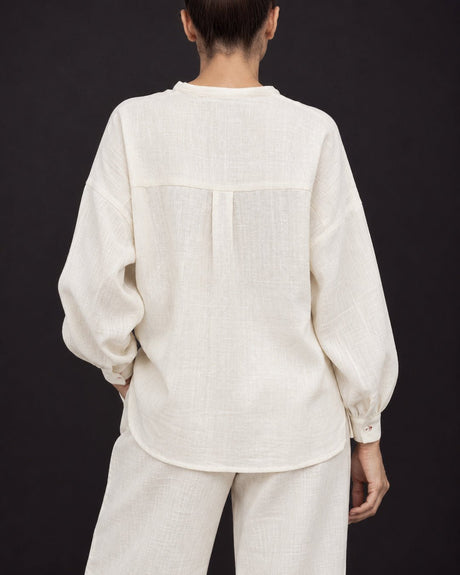 Grain Off-White Handwoven Cotton Twill Shirt - Shirt - Mizyana