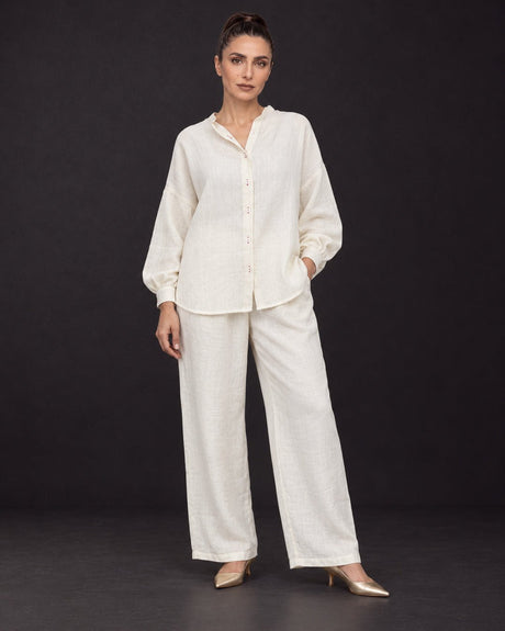 Grain Off-White Handwoven Cotton Twill Shirt - Shirt - Mizyana