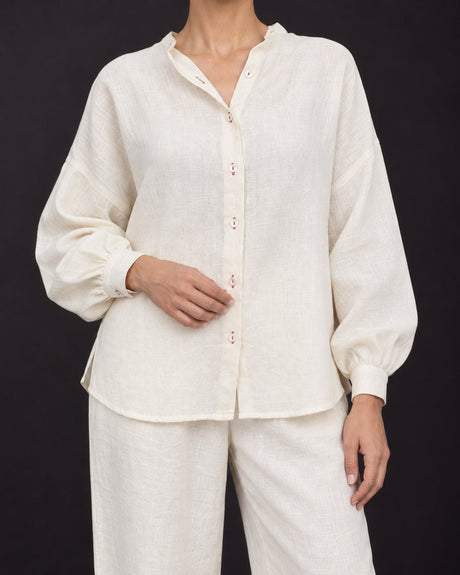 Grain Unbleached Cotton Oversized Shirt and Pants Two-Piece Set - Two-Piece Set - Mizyana