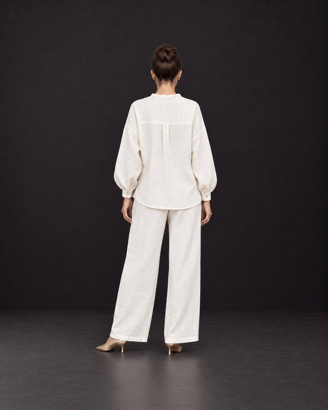 Grain Unbleached Cotton Oversized Shirt and Pants Two-Piece Set - Two-Piece Set - Mizyana