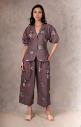 Grape Berry Eden Print Culottes In Linen - Culottes - Mizyana