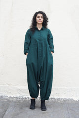 Green Collar Sleeve Suga Jumpsuit - Jumpsuit - Mizyana