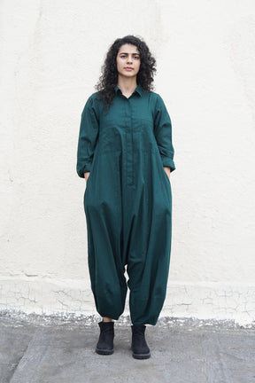 Green Collar Sleeve Suga Jumpsuit - Jumpsuit - Mizyana