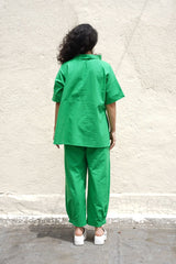 Green Ekin Shirt & Hera Cotton Co-Ord Set (2 PCS) - Two-Piece Set - Mizyana