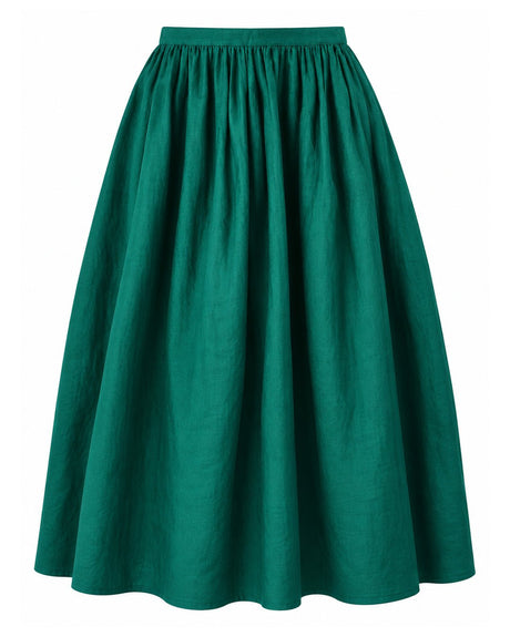 Green Handwoven Silk Blouse and Gathered Skirt Two-Piece Set - Two-Piece Set - Mizyana
