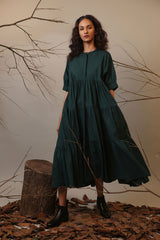 Green Raglan Tiered Dress - Dress - Mizyana