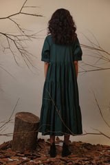 Green Raglan Tiered Dress - Dress - Mizyana