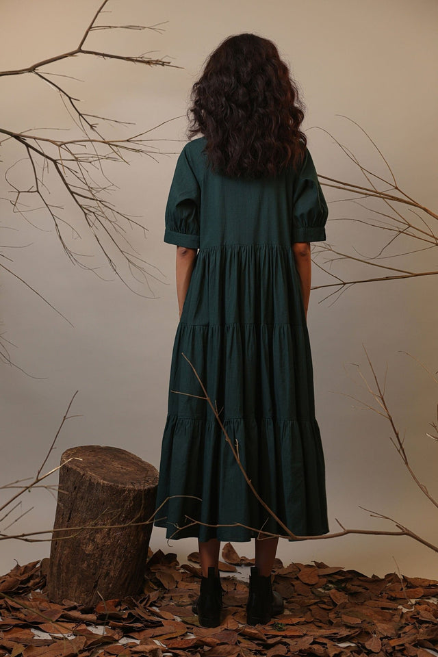 Green Raglan Tiered Dress - Dress - Mizyana
