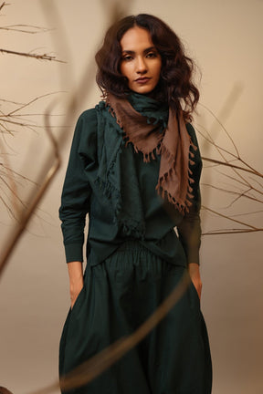 Green Rib Raglan Co-Ord Set (2 PCS) - Co-ord Set - Mizyana