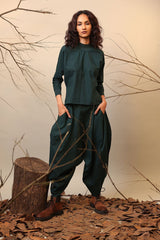 Green Rib Raglan Co-Ord Set (2 PCS) - Co-ord Set - Mizyana