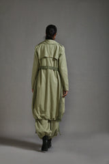 Green Safari Cargo Trench Set - Two-Piece Set - Mizyana
