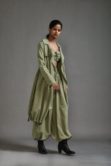 Green Safari Cargo Trench Set - Two-Piece Set - Mizyana