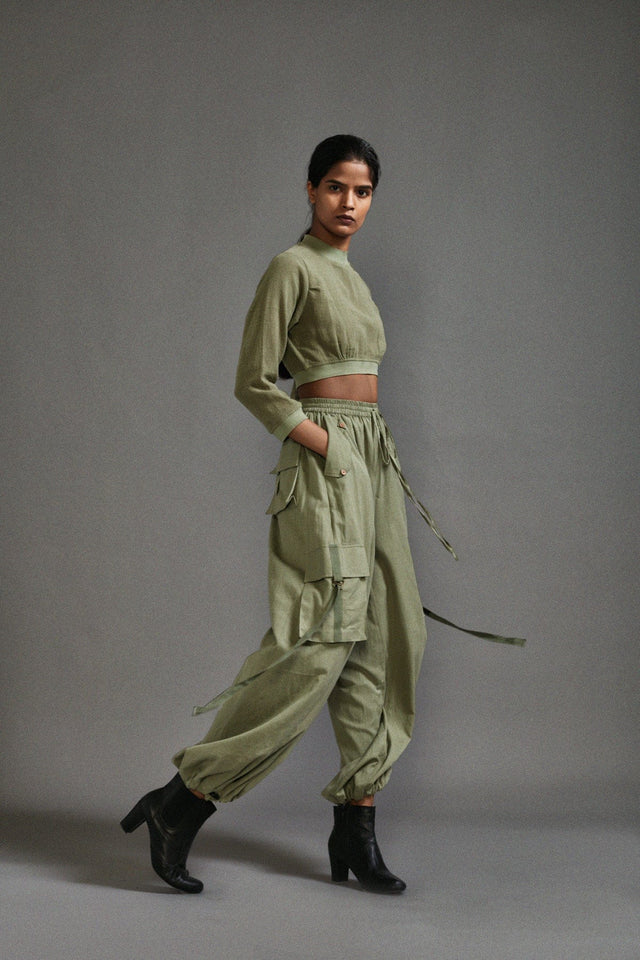 Green Safari Crop Top - Shirt - Mizyana