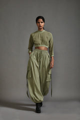 Green Safari Crop Top - Shirt - Mizyana