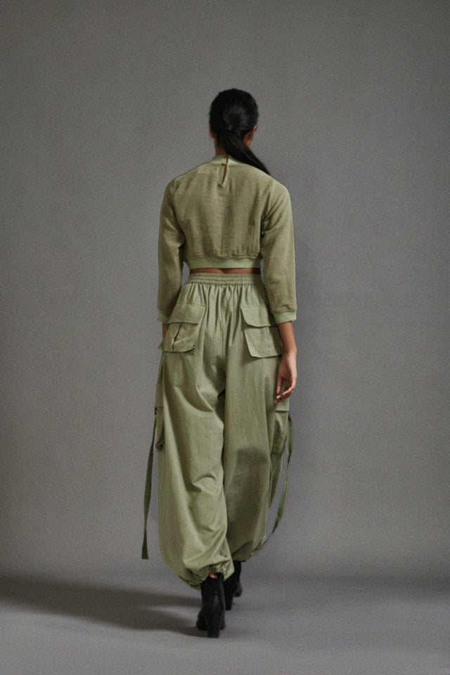 Green Safari Crop Top - Shirt - Mizyana