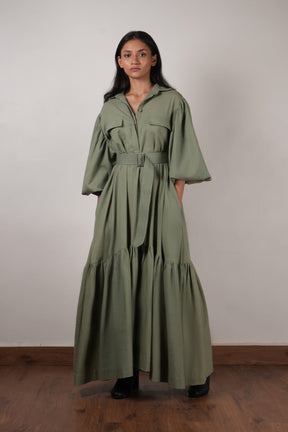 Green Shirt Kaavya Dress - Dress - Mizyana