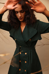 Green Trench Dress - Dress - Mizyana