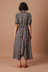 Grey and Charcoal Striped Mati Sphara Jumpsuit - Jumpsuit - Mizyana