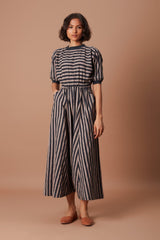Grey and Charcoal Striped Mati Sphara Jumpsuit - Jumpsuit - Mizyana