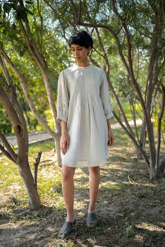 Grey Applique Dress - Dress - Mizyana