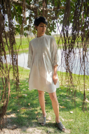 Grey Applique Dress - Dress - Mizyana