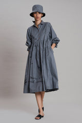 Grey Denim Tiered Dress - Dress - Mizyana