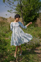 Grey Smocking Dress - Dress - Mizyana